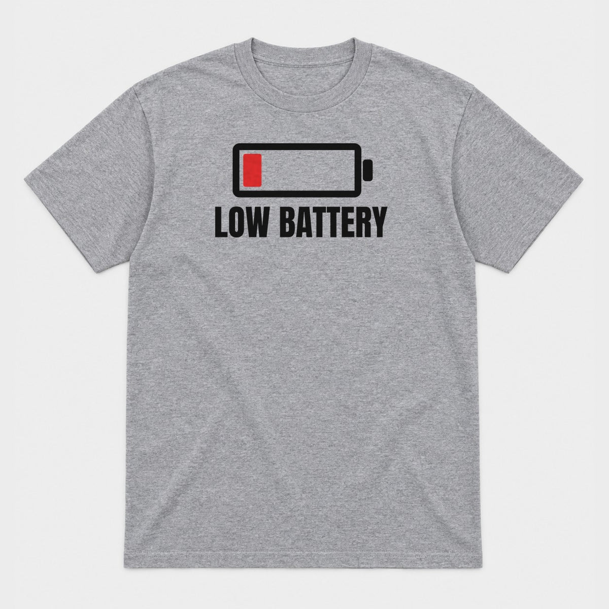 Low Battery graphic tee in sport grey, front view