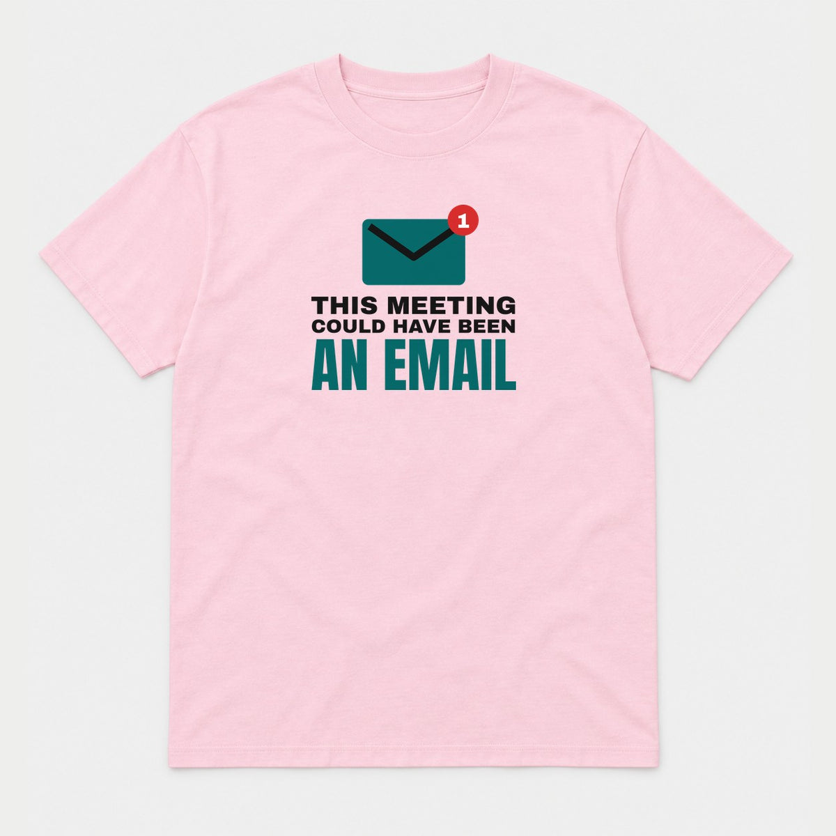 Could Have Been an Email graphic tee in light pink, front view