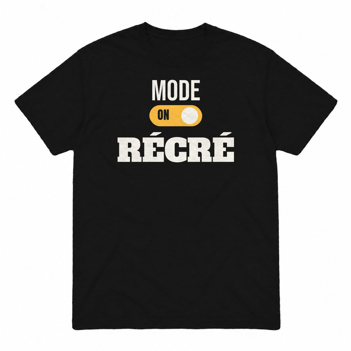 Mode récré graphic tee in black, front view