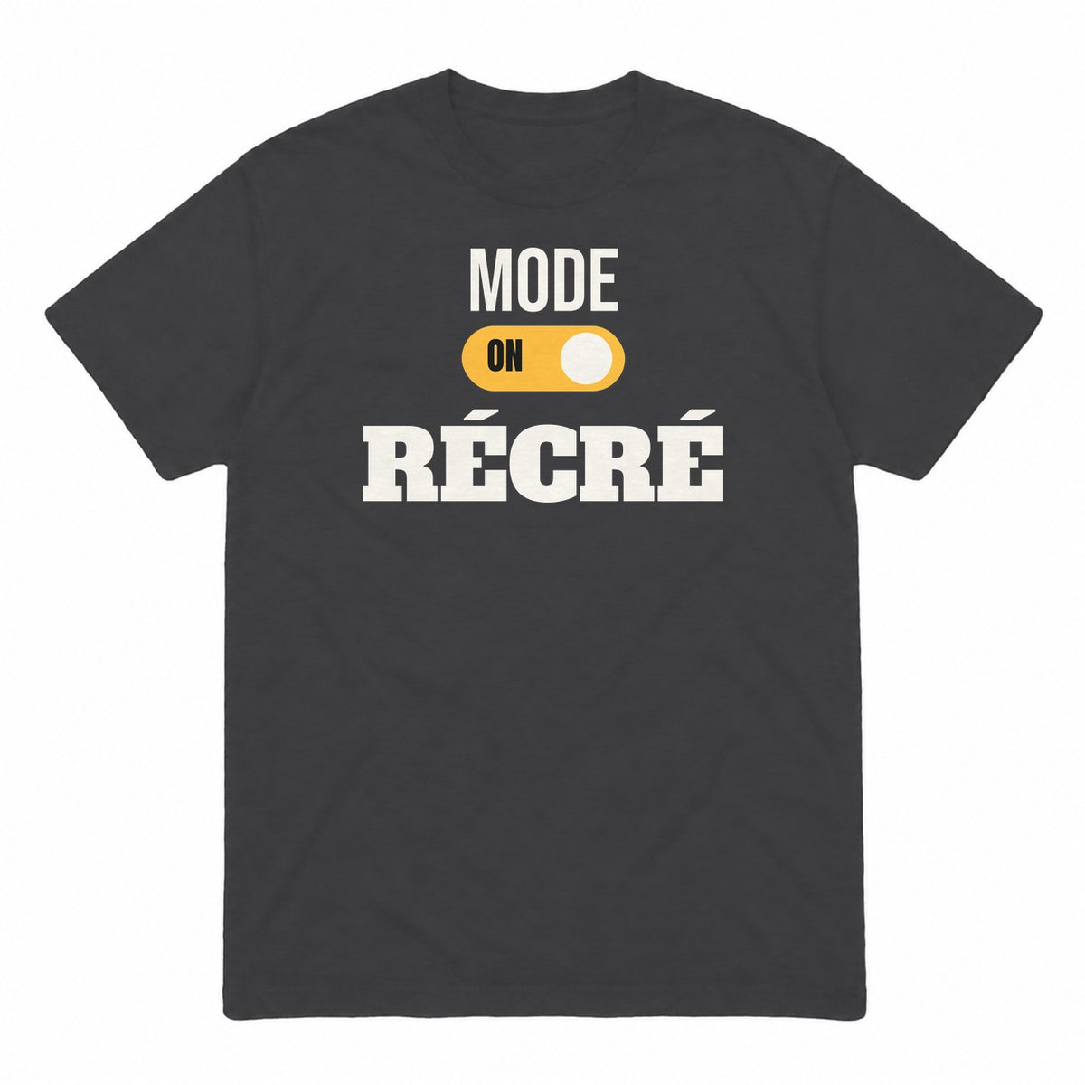 Mode récré graphic tee in charcoal, front view