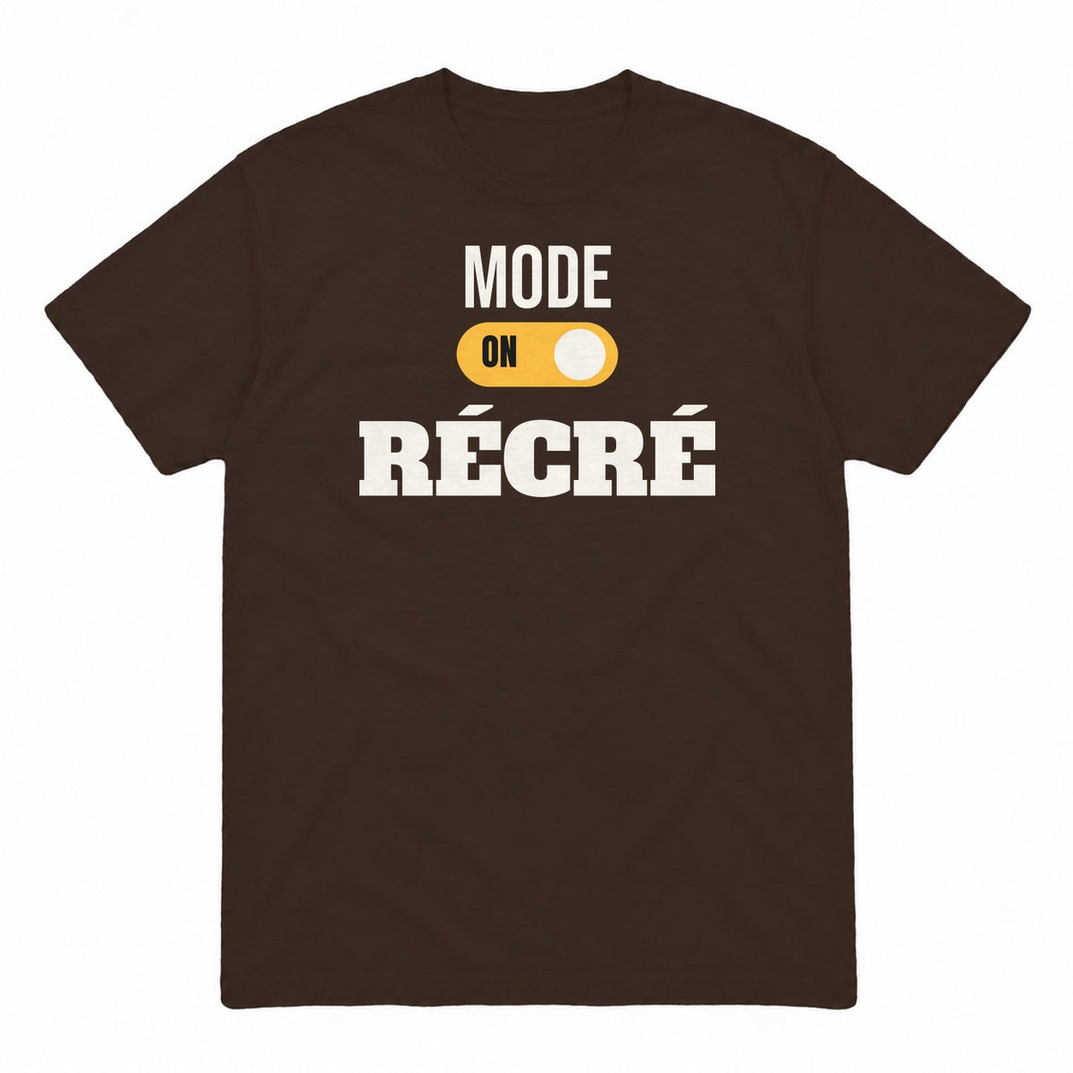 Mode récré graphic tee in dark chocolate, front view