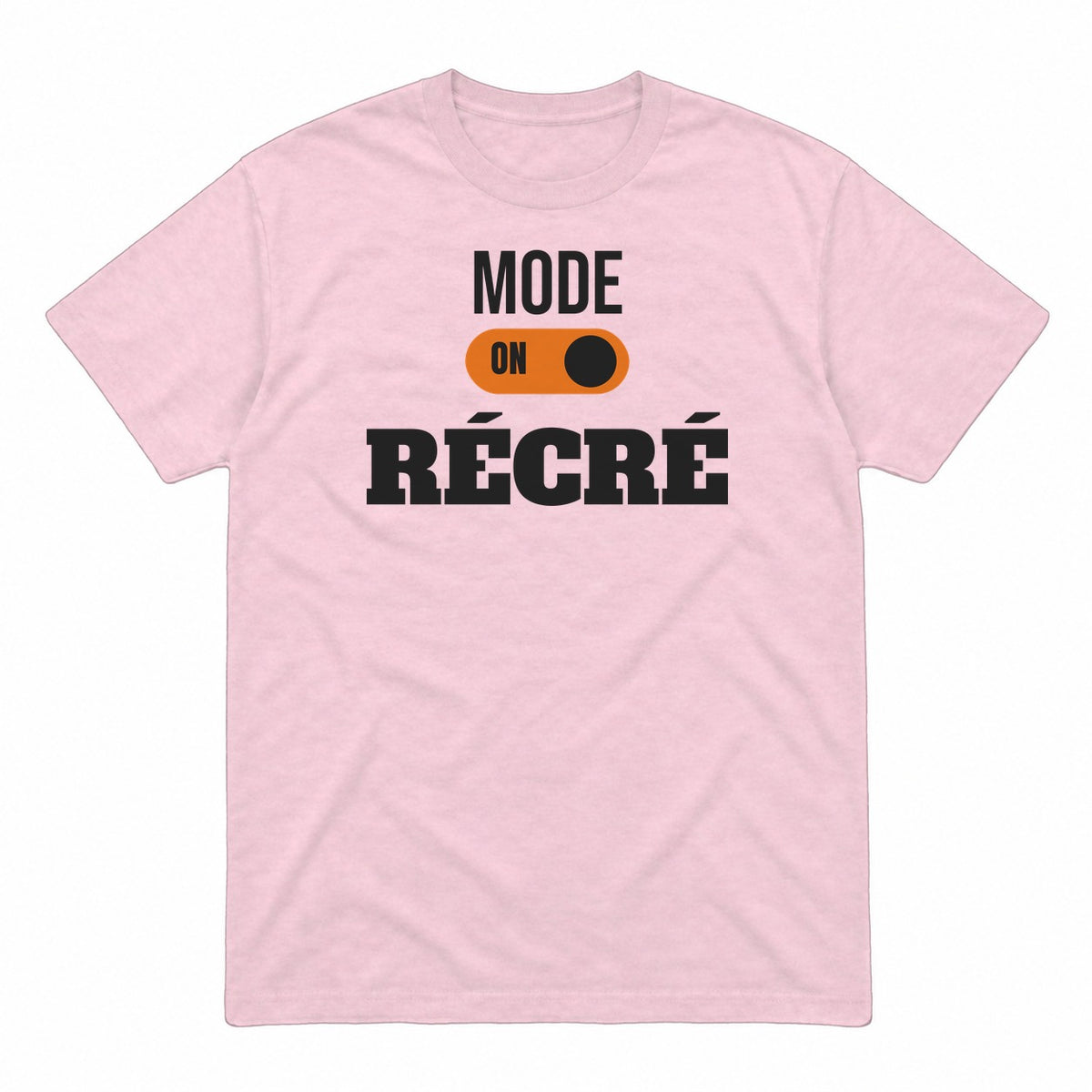 Mode récré graphic tee in light pink, front view