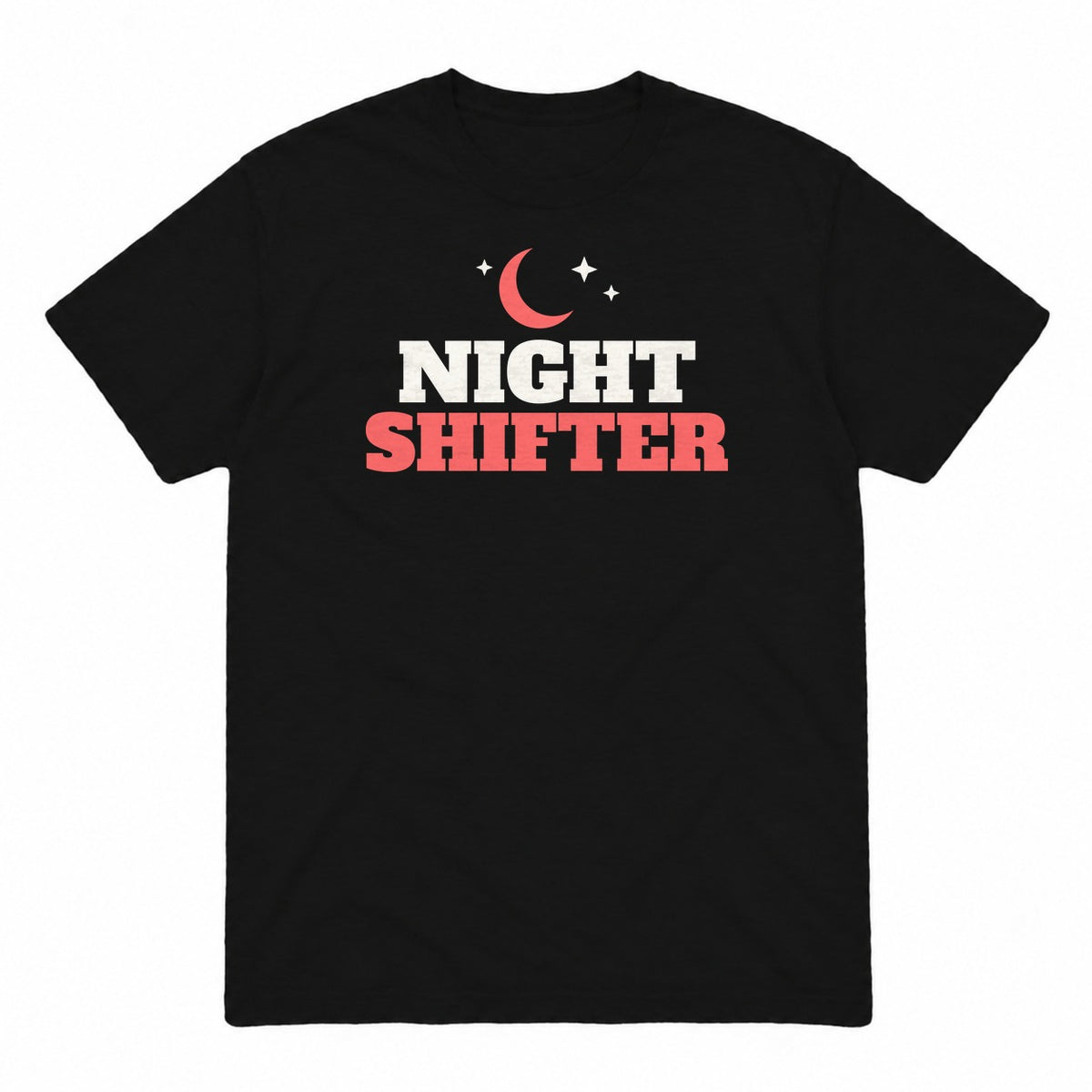 Night Shifter graphic tee in black, front view