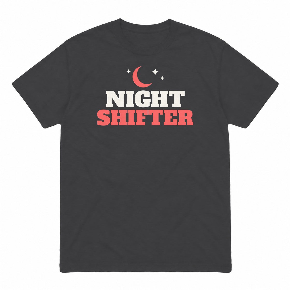Night Shifter graphic tee in charcoal, front view