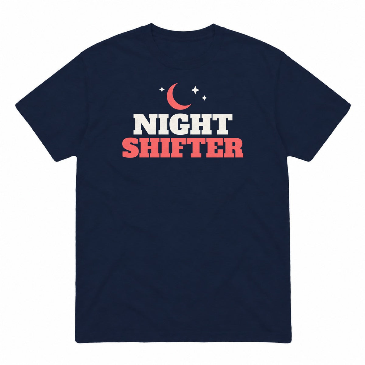 Night Shifter graphic tee in navy, front view