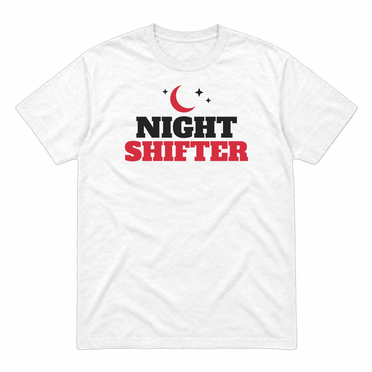 Night Shifter graphic tee in white, front view