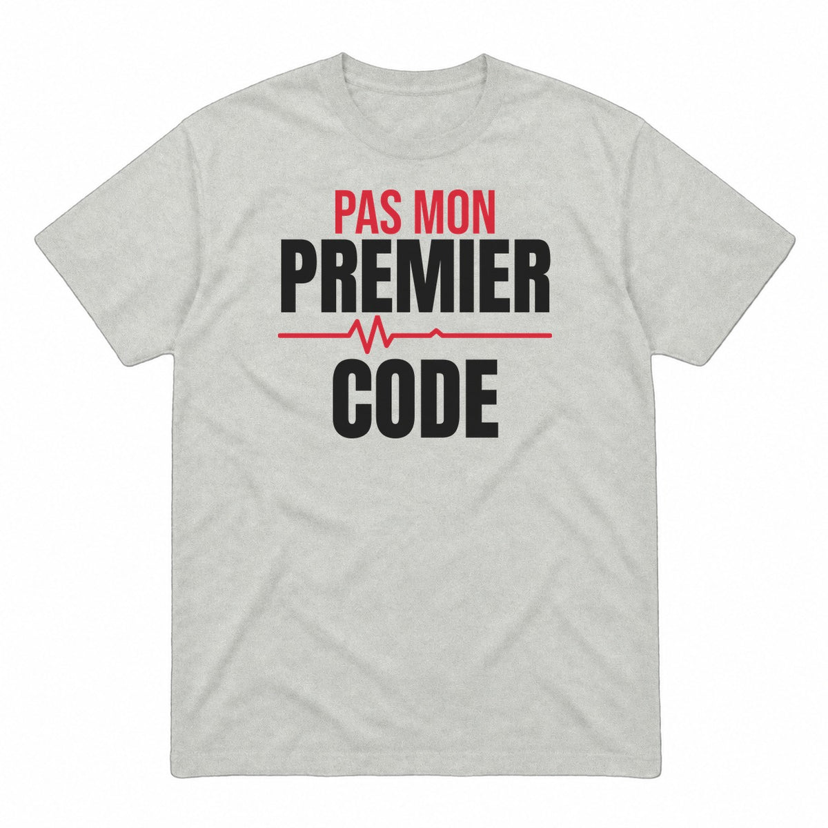 Pas mon premier code graphic tee in ash, front view