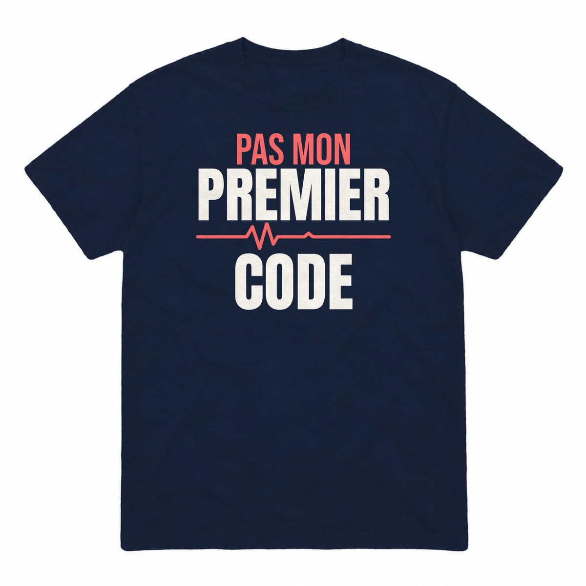 Pas mon premier code graphic tee in navy, front view