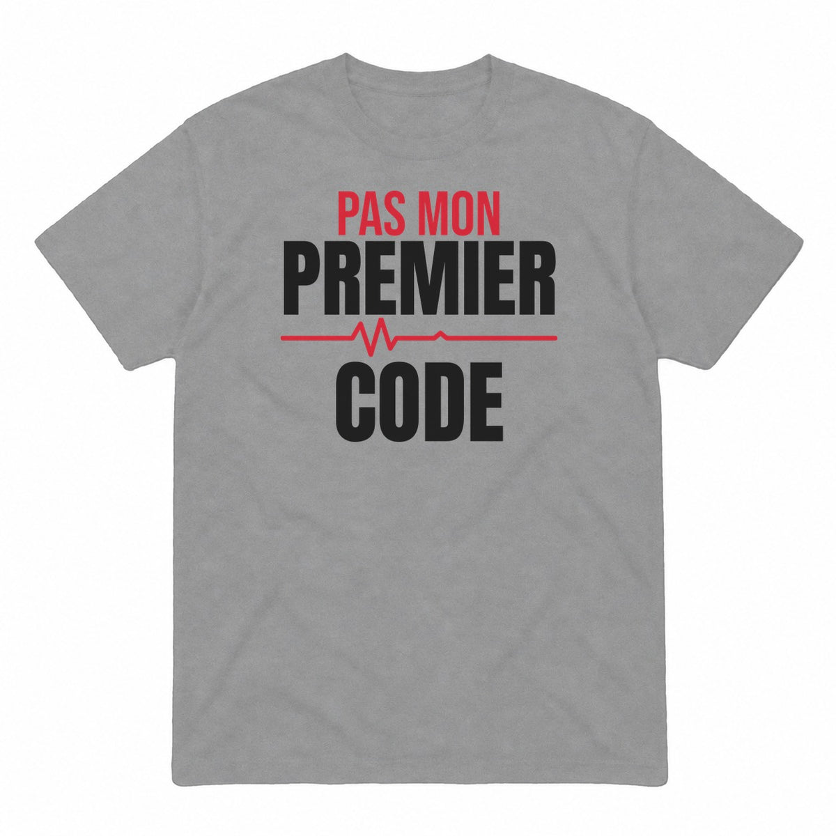 Pas mon premier code graphic tee in sport grey, front view