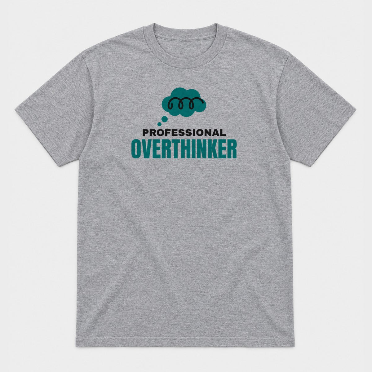 Professional Overthinker graphic tee in sport grey, front view