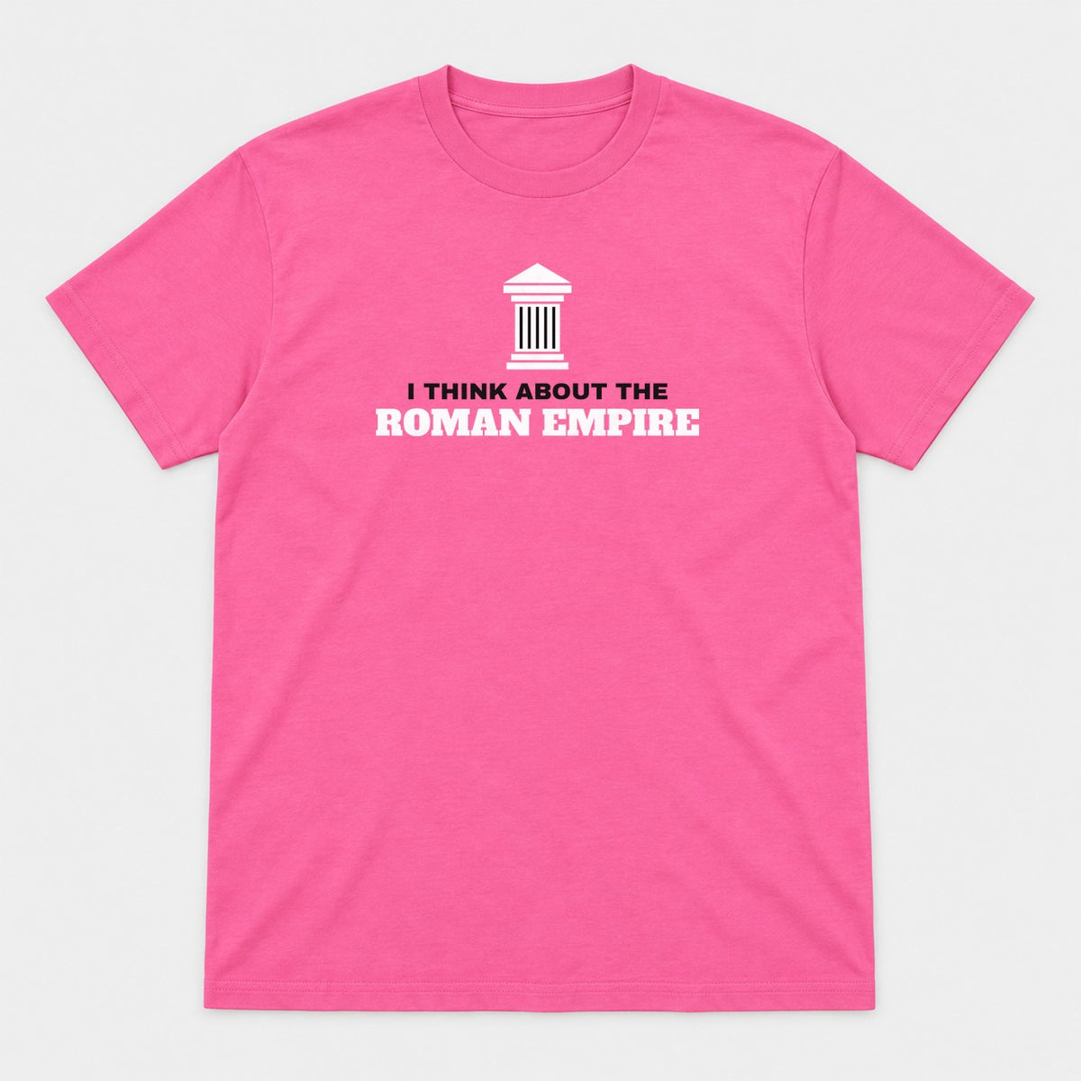Roman Empire graphic tee in azalea, front view