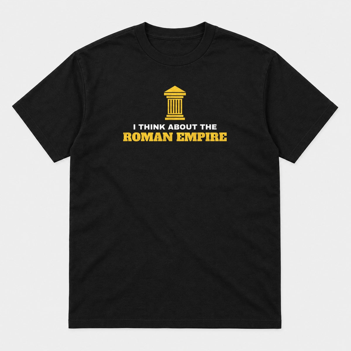 Roman Empire graphic tee in black, front view
