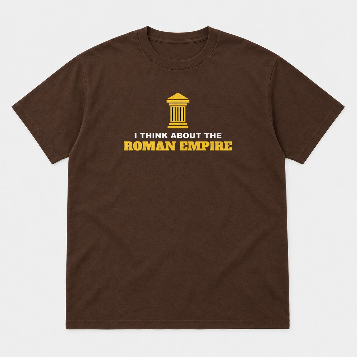 Roman Empire graphic tee in dark chocolate, front view