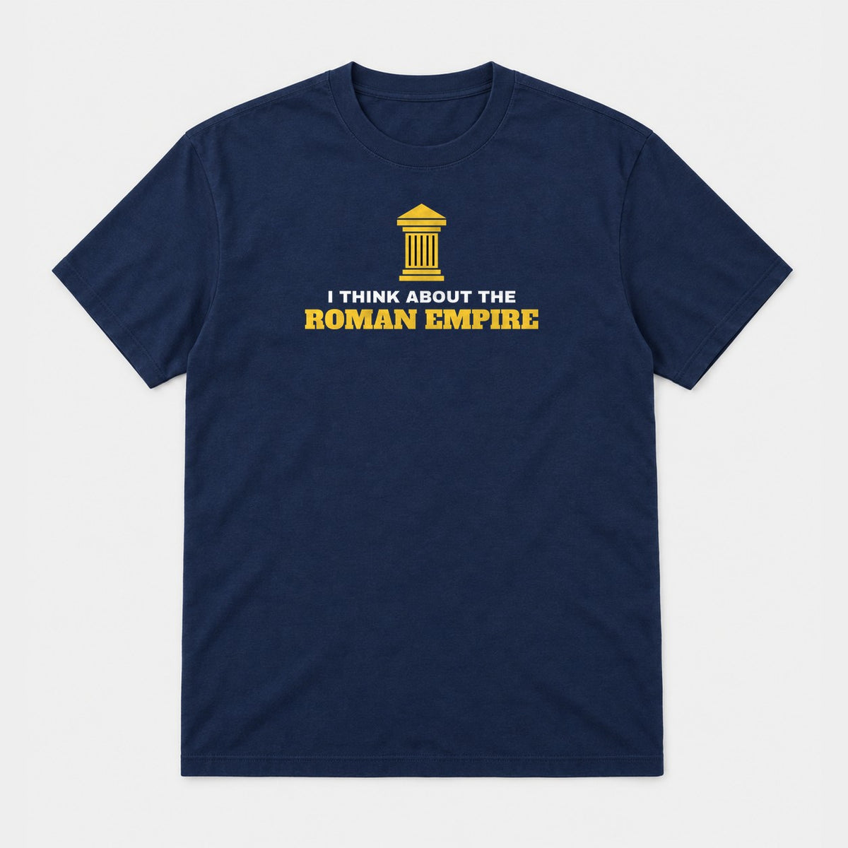 Roman Empire graphic tee in navy, front view