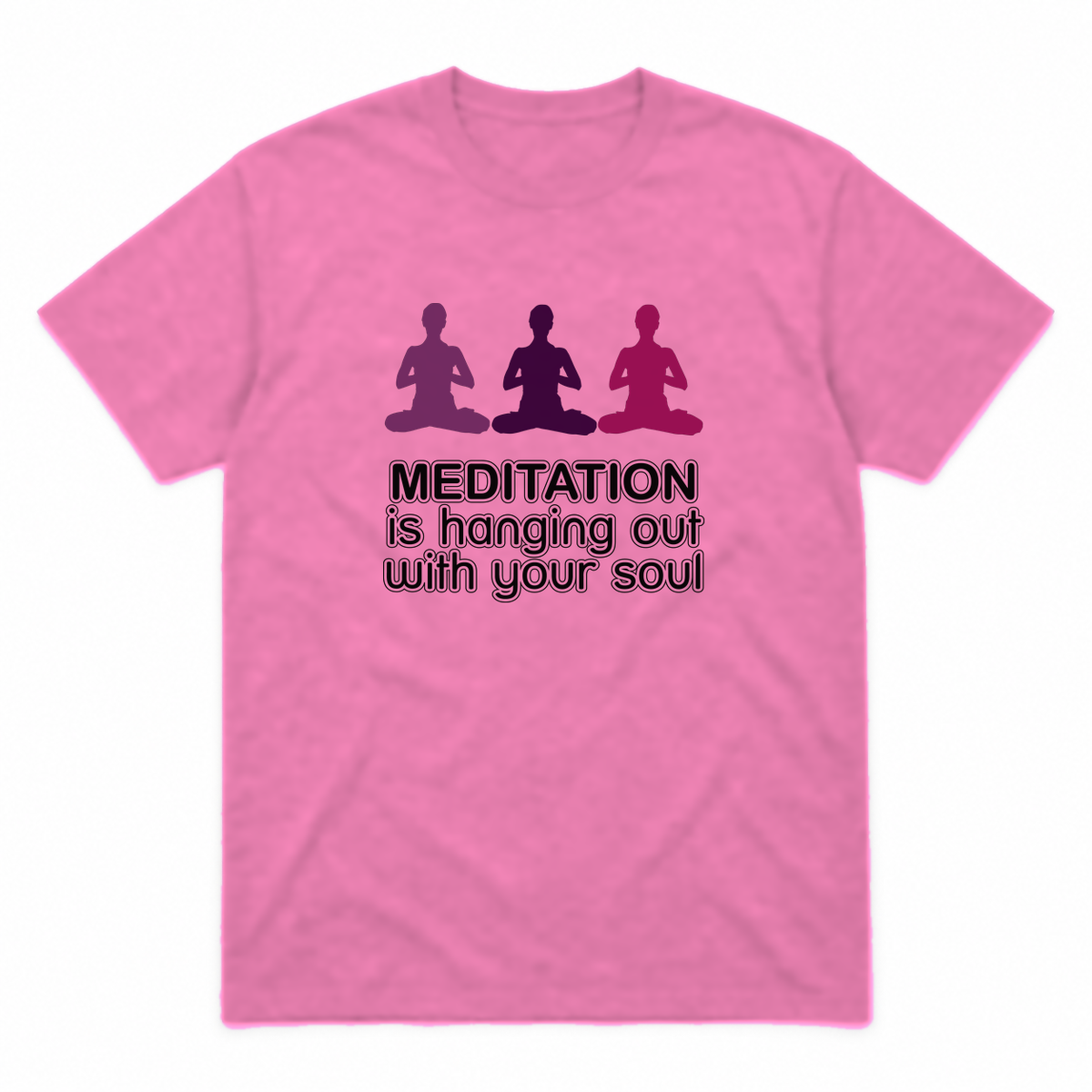 Meditation graphic tee in azalea with deep colour print, front view