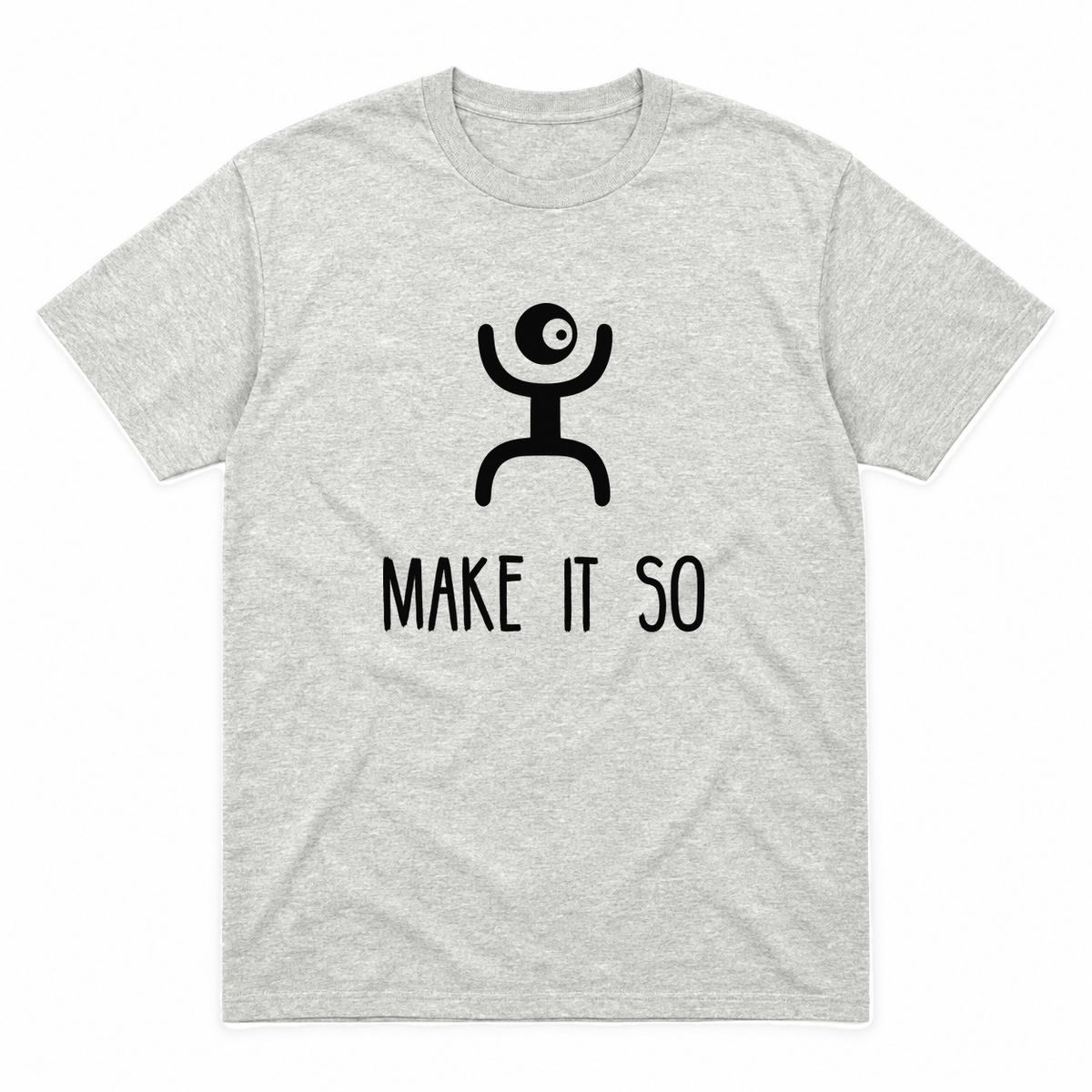 Make It So graphic tee in ash with black print, front view