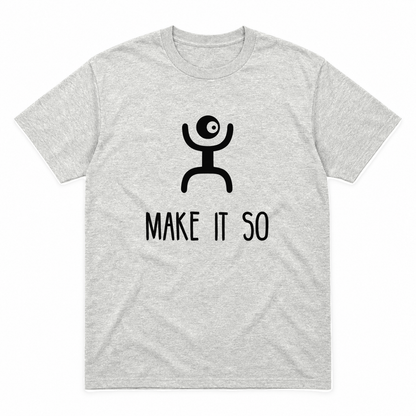 Make It So graphic tee in ash with black print, front view