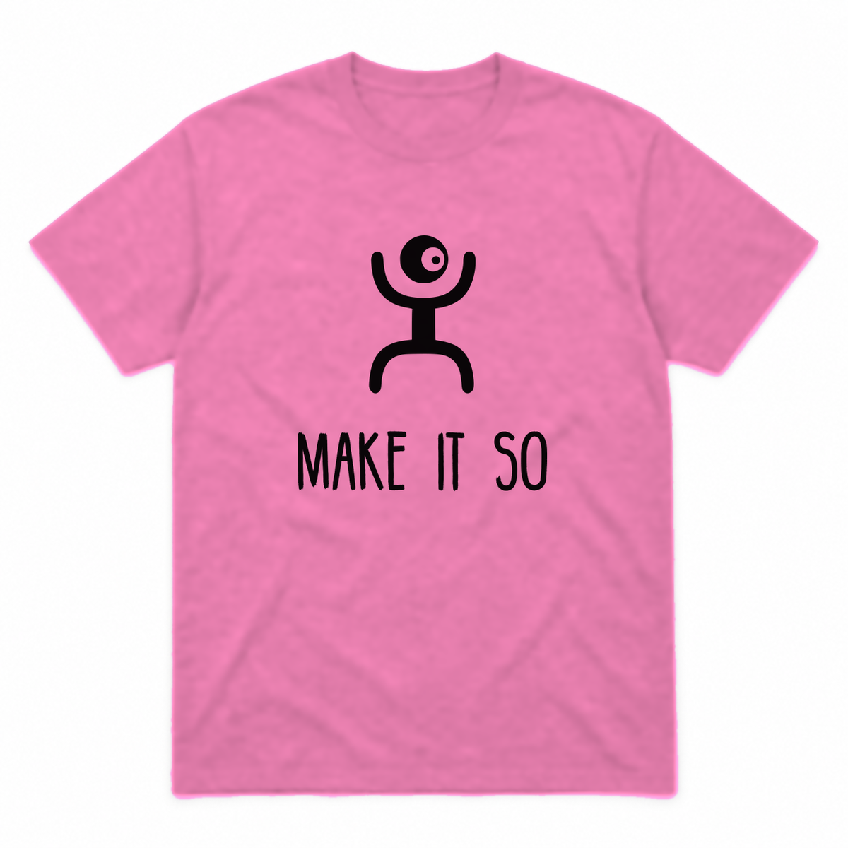 Make It So graphic tee in azalea with black print, front view