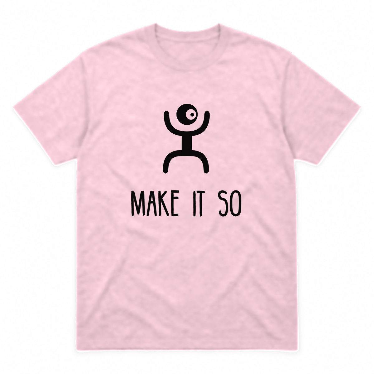 Make It So graphic tee in light pink with black print, front view