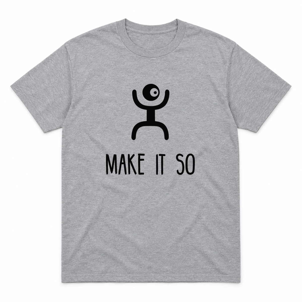 Make It So graphic tee in sport grey with black print, front view