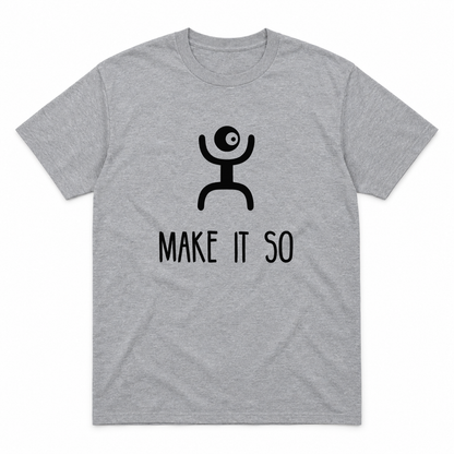 Make It So graphic tee in sport grey with black print, front view