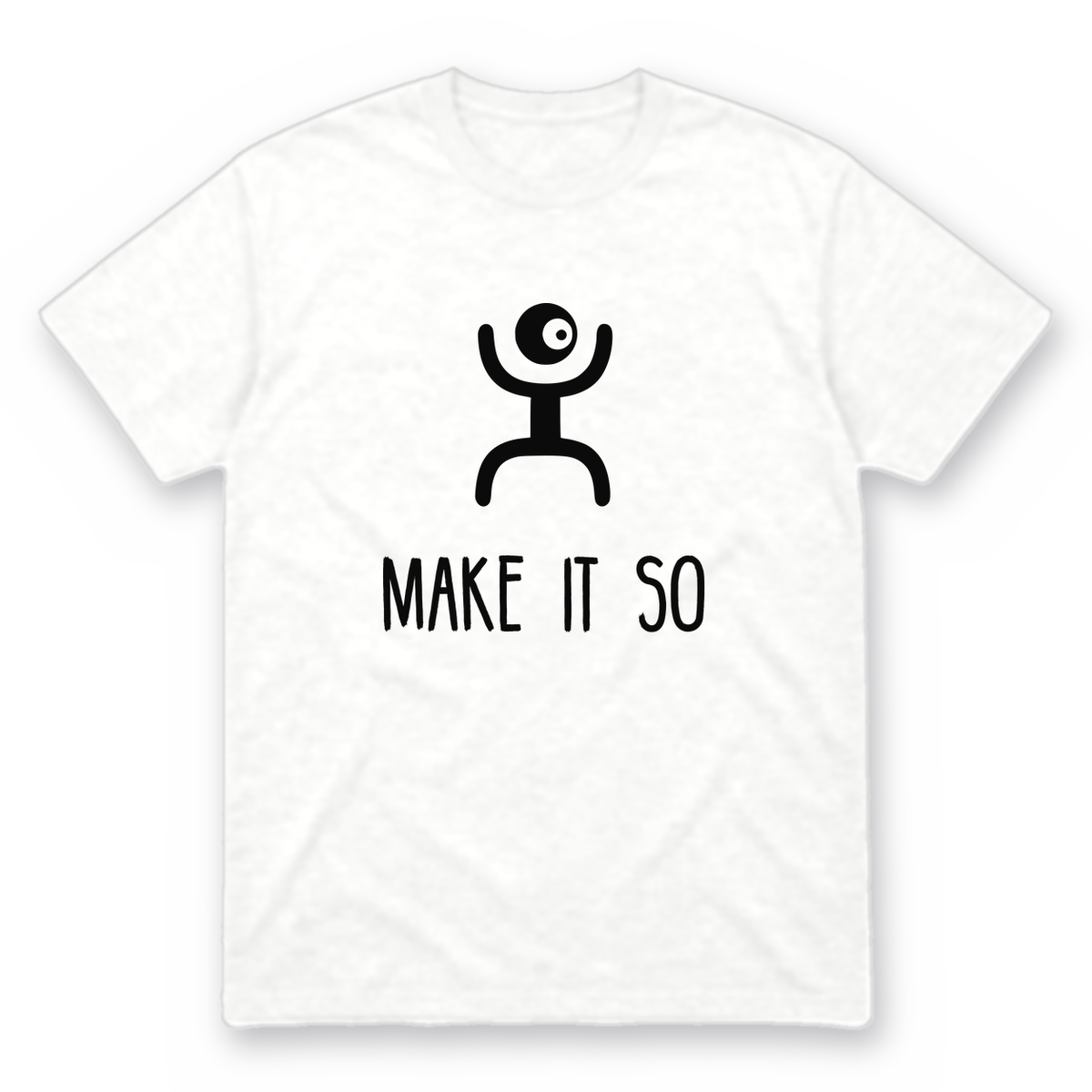Make It So graphic tee in white with black print, front view