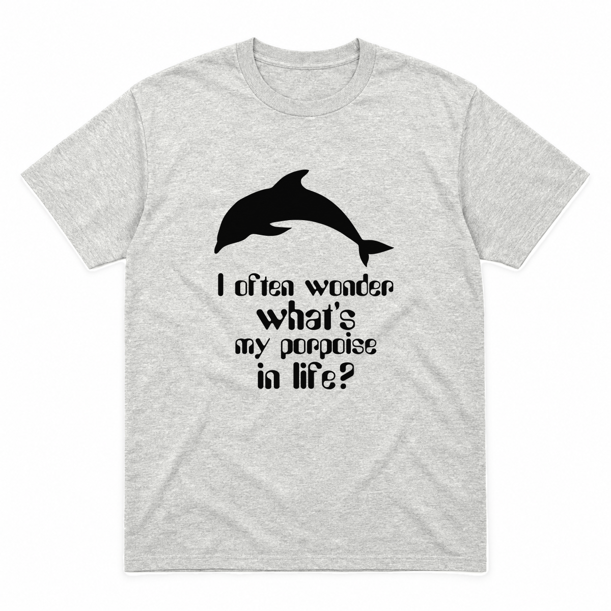 I Often Wonder graphic tee in ash with black print, front view