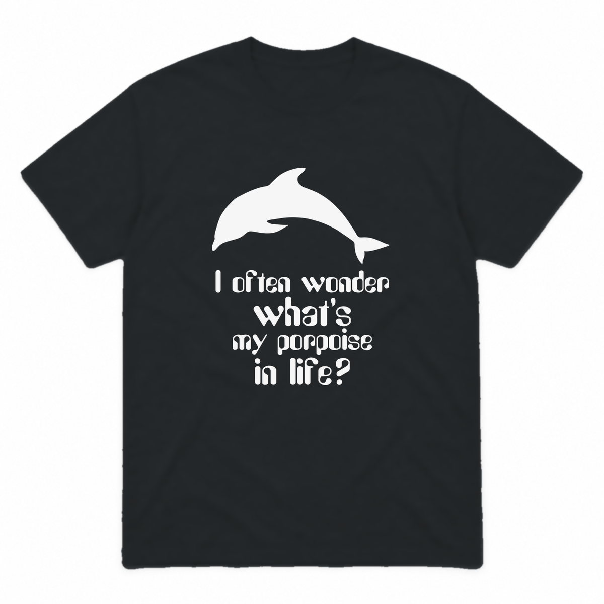 I Often Wonder graphic tee in black with white print, front view