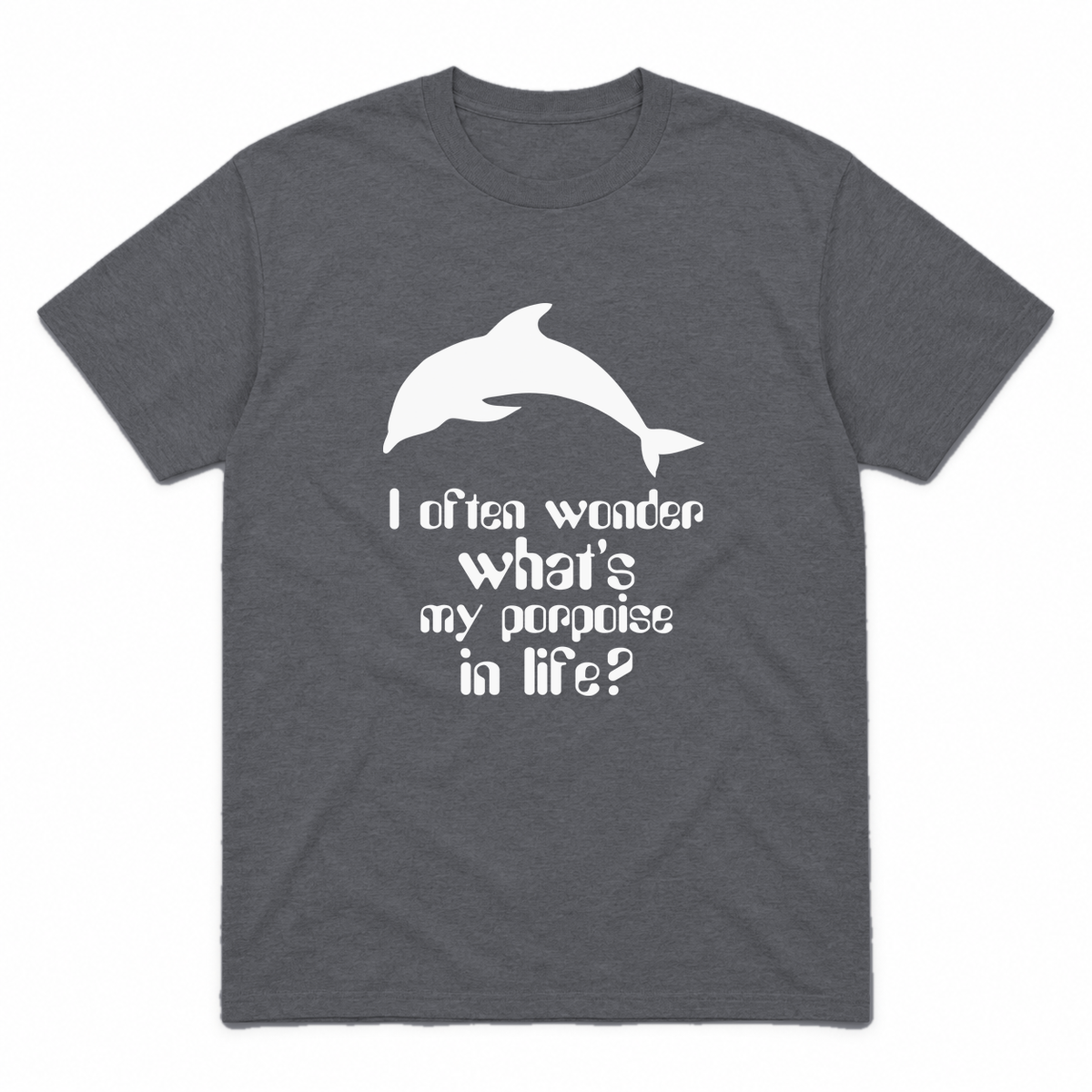 I Often Wonder graphic tee in charcoal with white print, front view