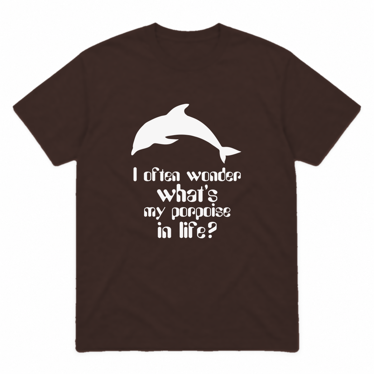 I Often Wonder graphic tee in dark chocolate with white print, front view