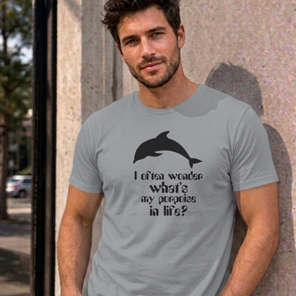 Man wearing the sport grey I Often Wonder graphic tee