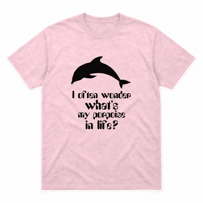 I Often Wonder graphic tee in light pink with black print, front view