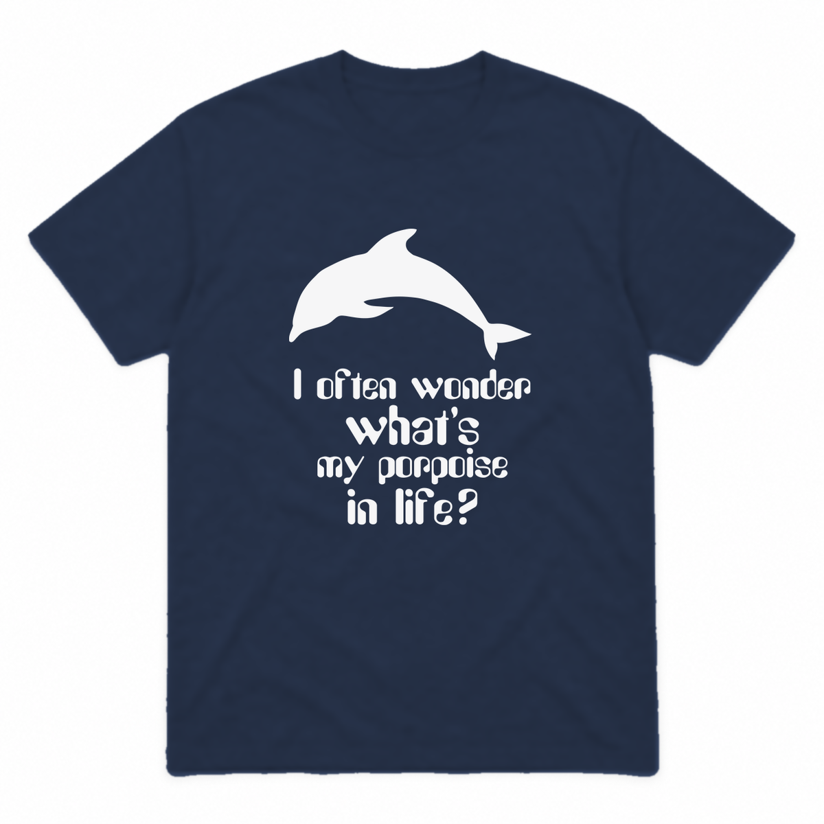 I Often Wonder graphic tee in navy with white print, front view