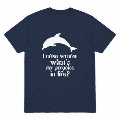 I Often Wonder graphic tee in navy with white print, front view