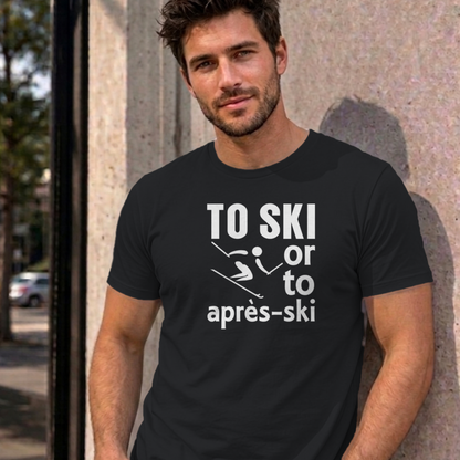 Man wearing the black Ski graphic tee