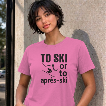 Woman wearing the azalea Ski graphic tee