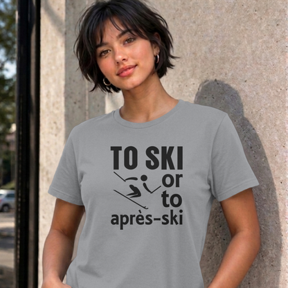Woman wearing the sport grey Ski graphic tee