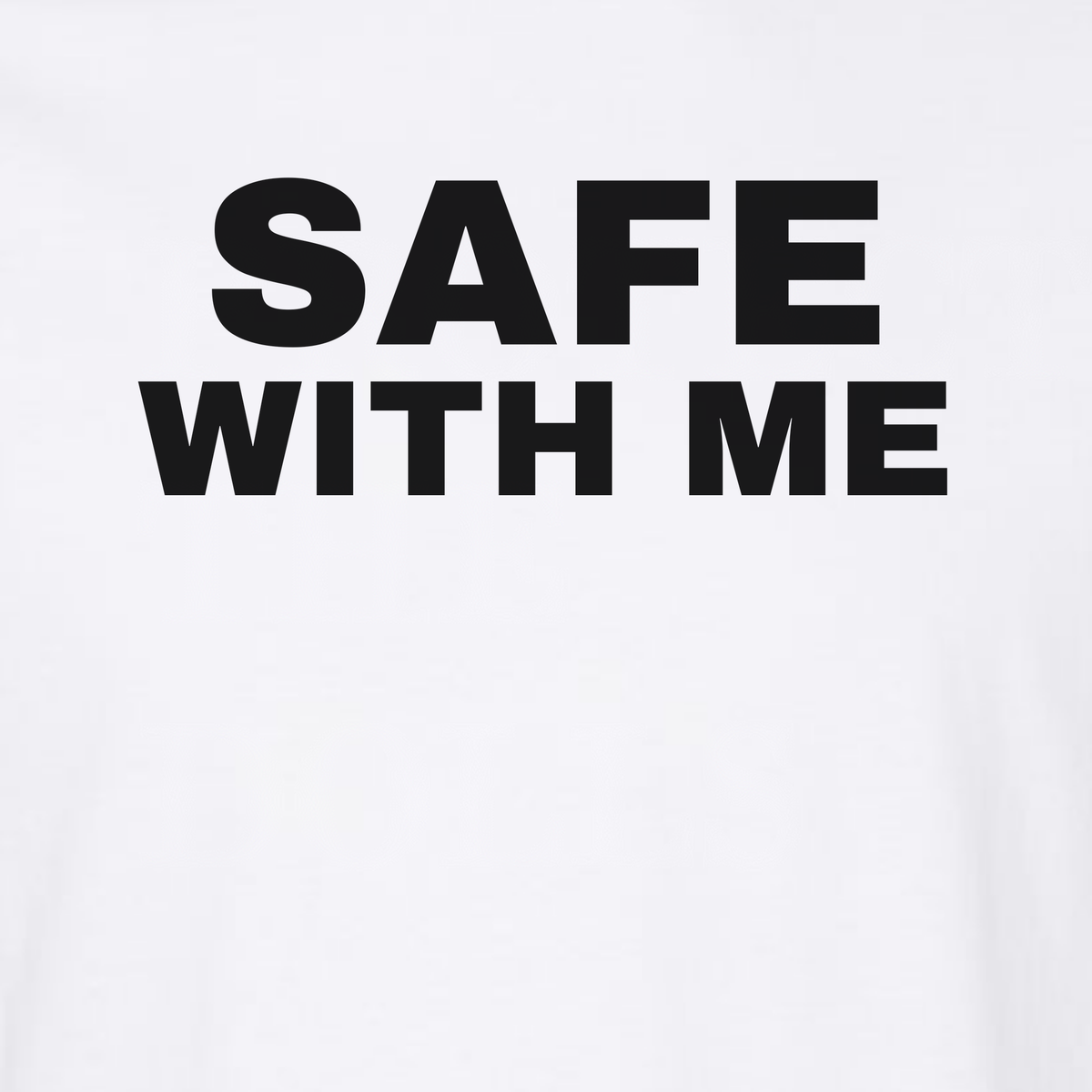 Close-up of the bold Safe With Me print