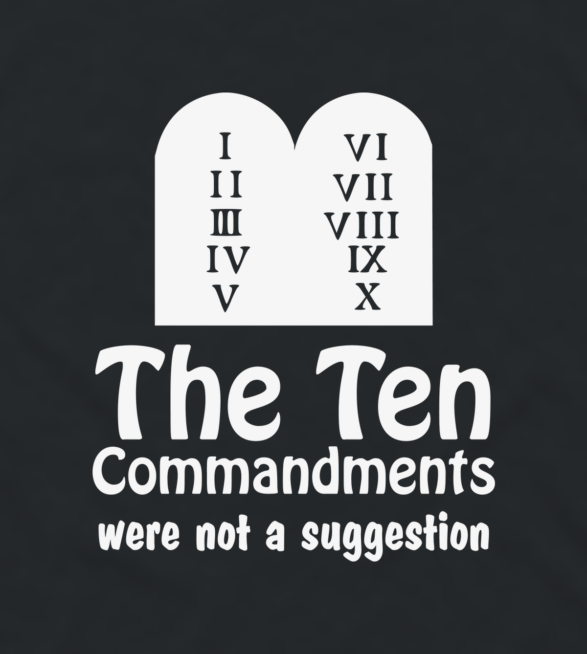 Close-up of the Ten Commandments tablets print
