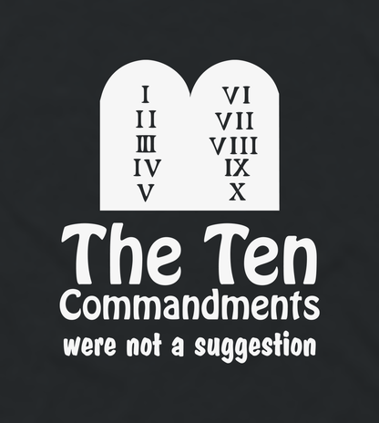 Close-up of the Ten Commandments tablets print
