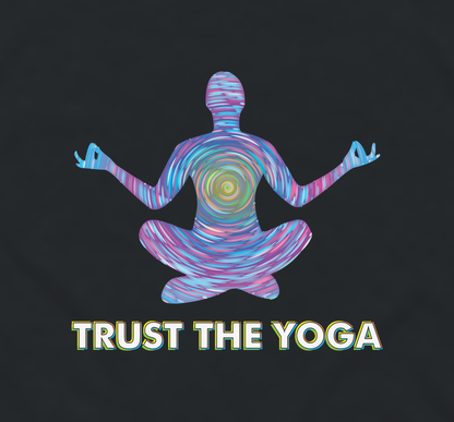 Close-up of the Trust the Yoga meditation print