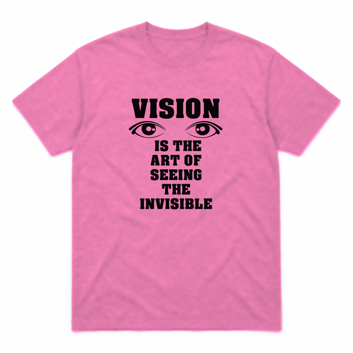 Vision graphic tee in azalea with black print, front view