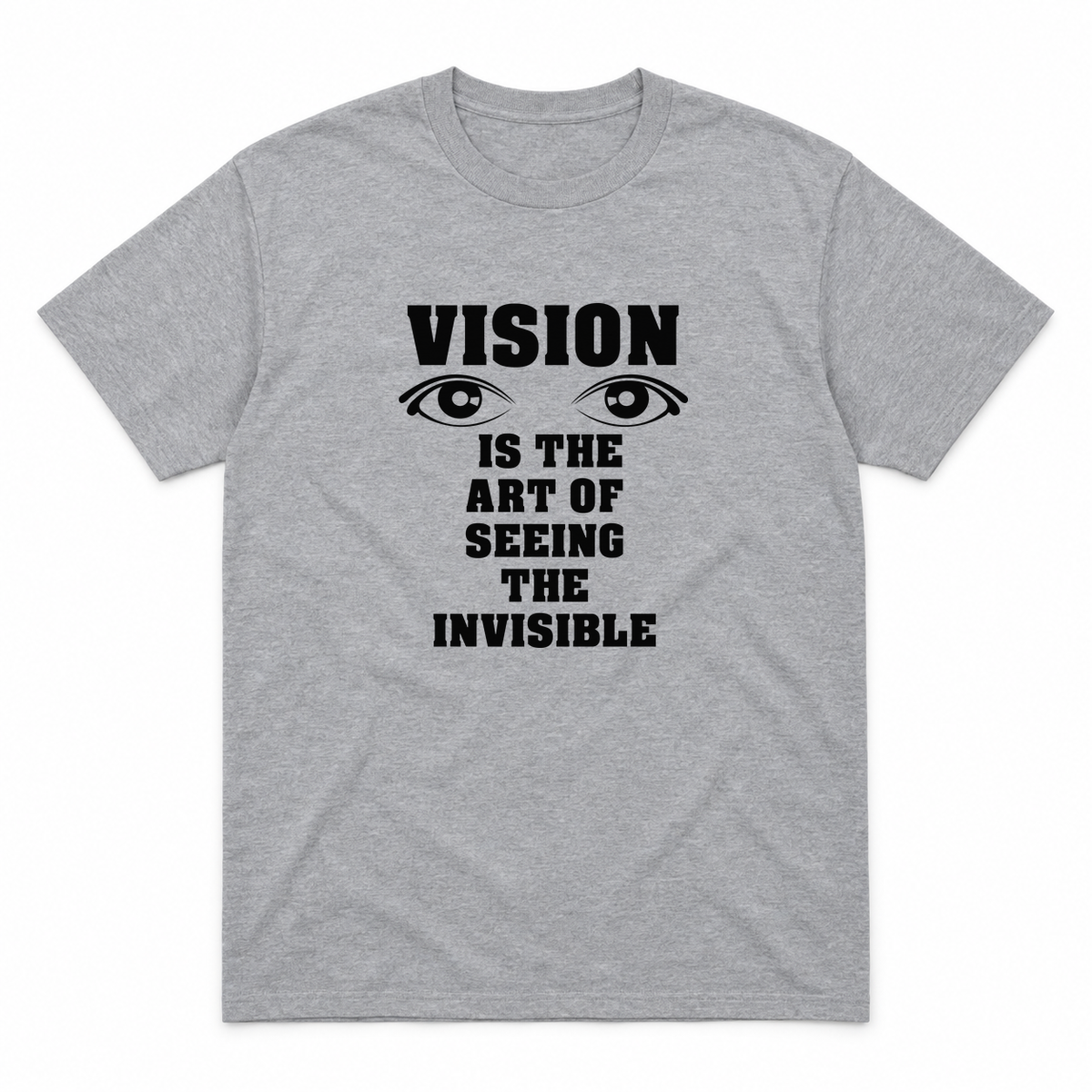 Vision graphic tee in sport grey with black print, front view