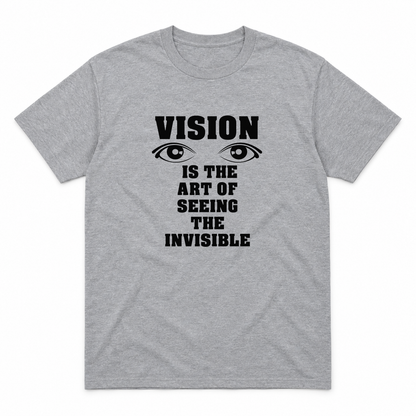 Vision graphic tee in sport grey with black print, front view