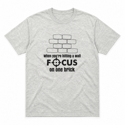 Focus on One Brick graphic tee in ash with black print, front view