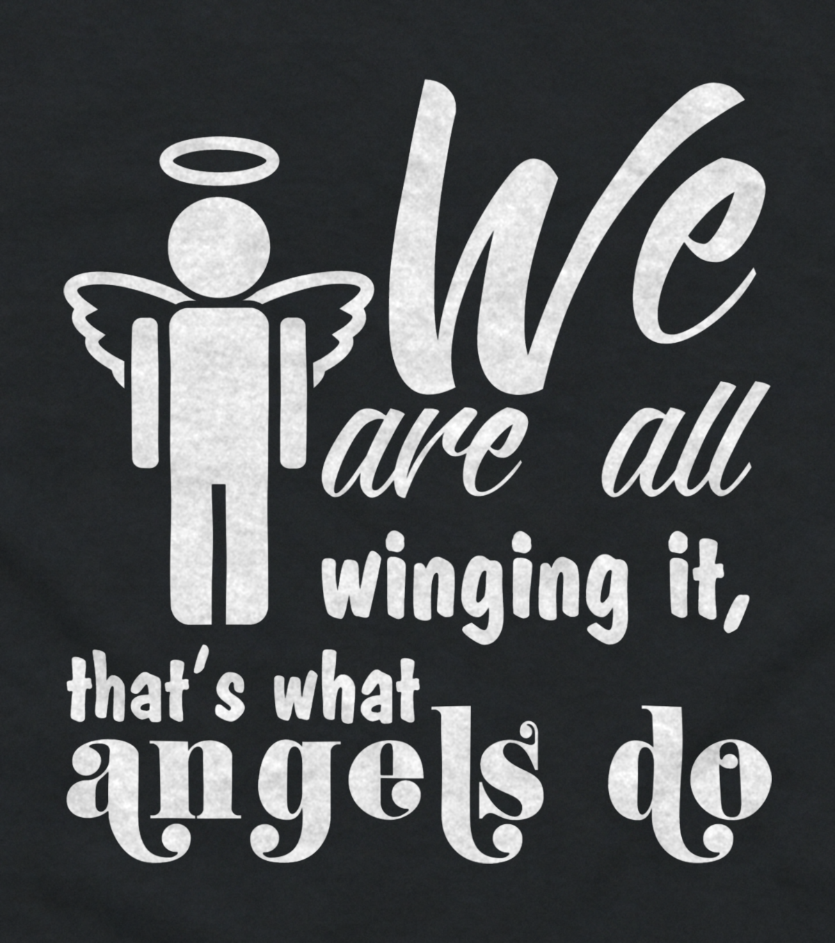 Close-up of the Winging It angel print