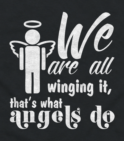 Close-up of the Winging It angel print