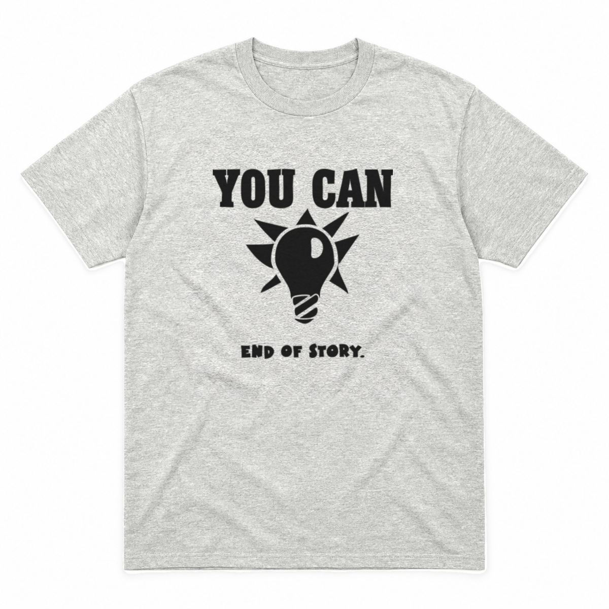 You Can Light Bulb graphic tee in ash with black print, front view