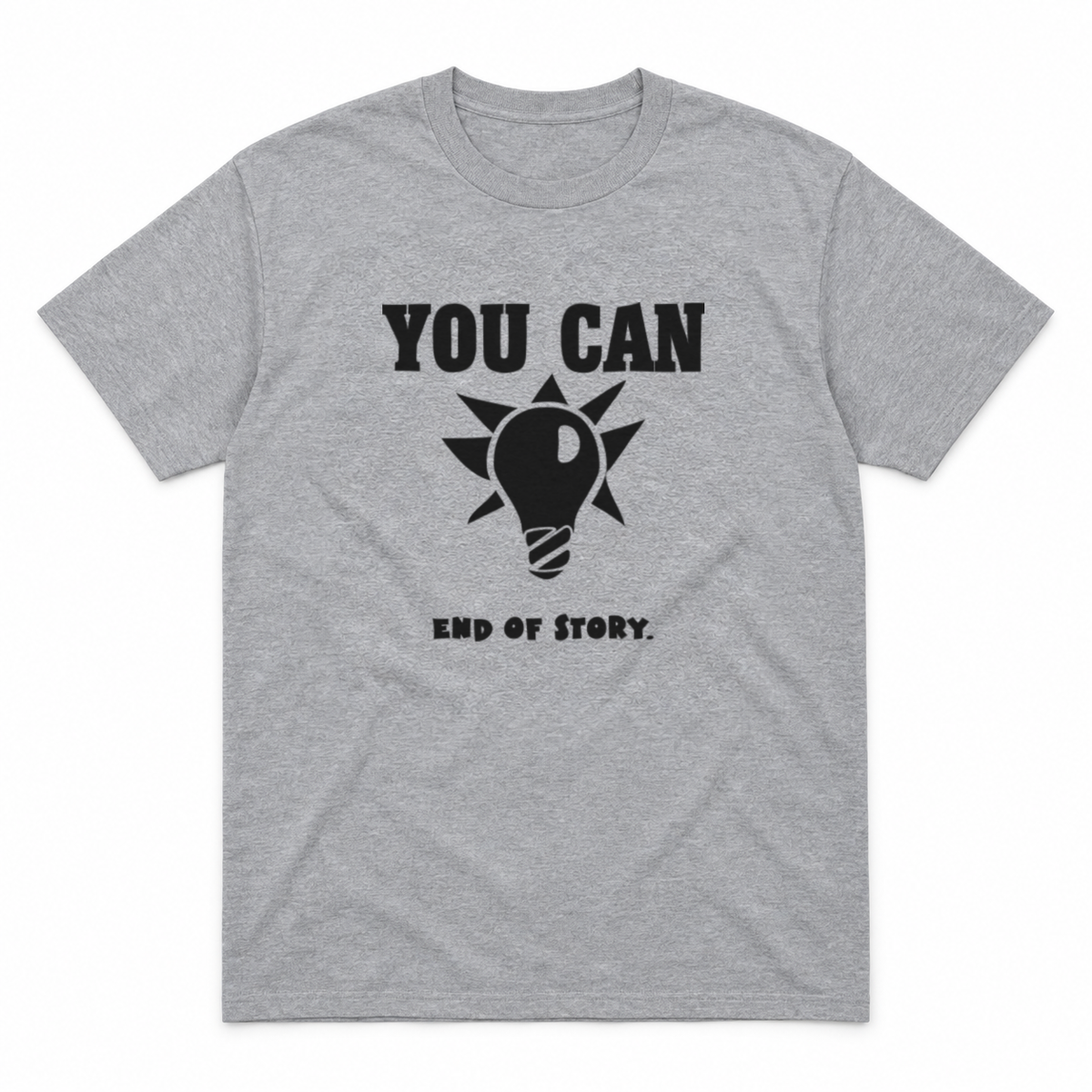 You Can Light Bulb graphic tee in sport grey with black print, front view