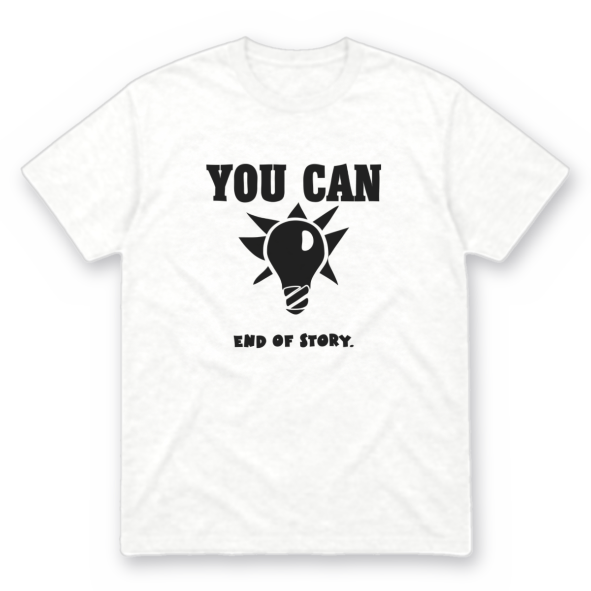 You Can Light Bulb graphic tee in white with black print, front view